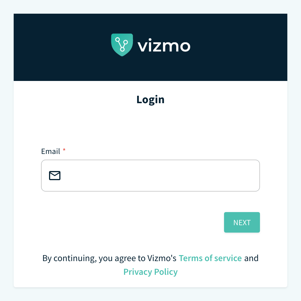 Sign-in page, Email step with Next button