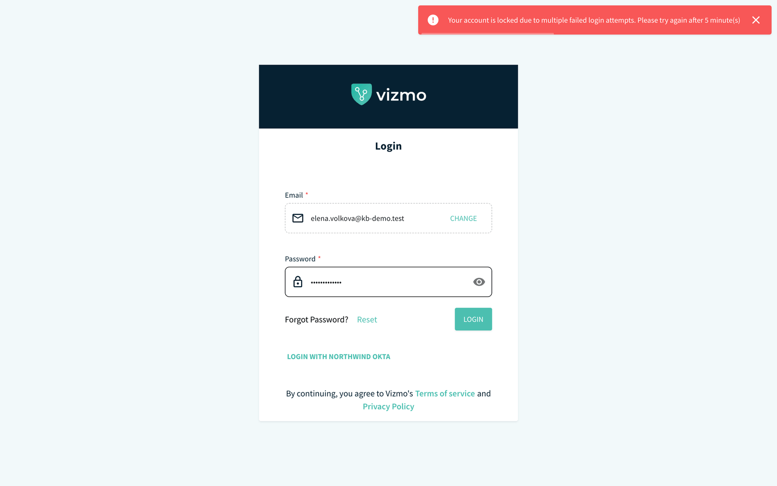 Sign-in page showing the account locked message