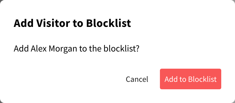 Add Visitor to Blocklist dialog
