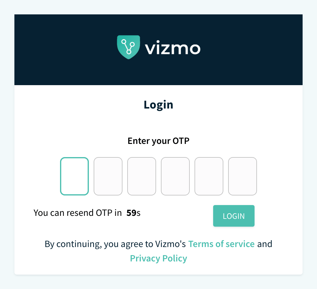 Sign-in page, Enter your OTP screen