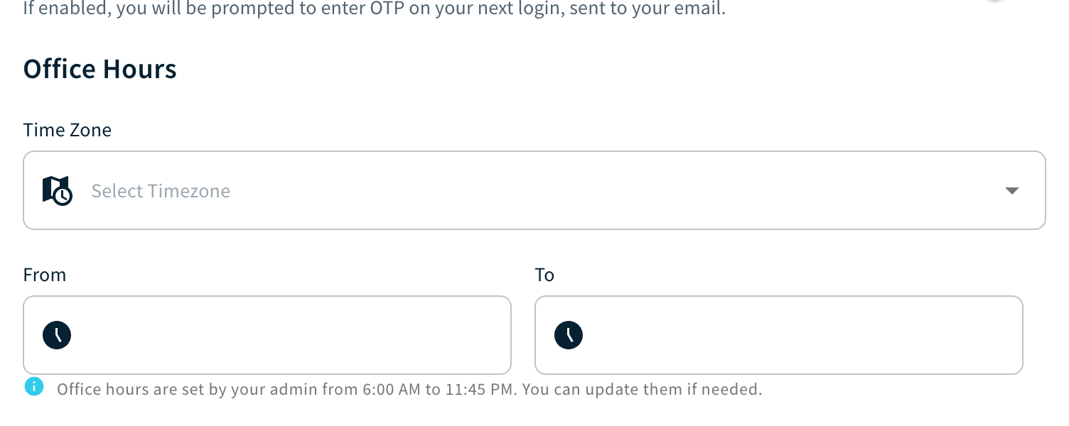 Profile page Office Hours section with admin hint