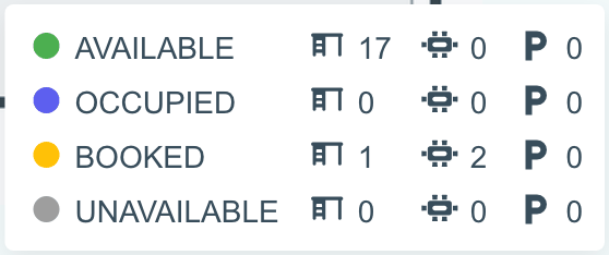 Live Map legend with status counts