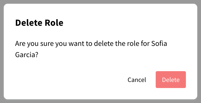 Delete Role confirmation dialog