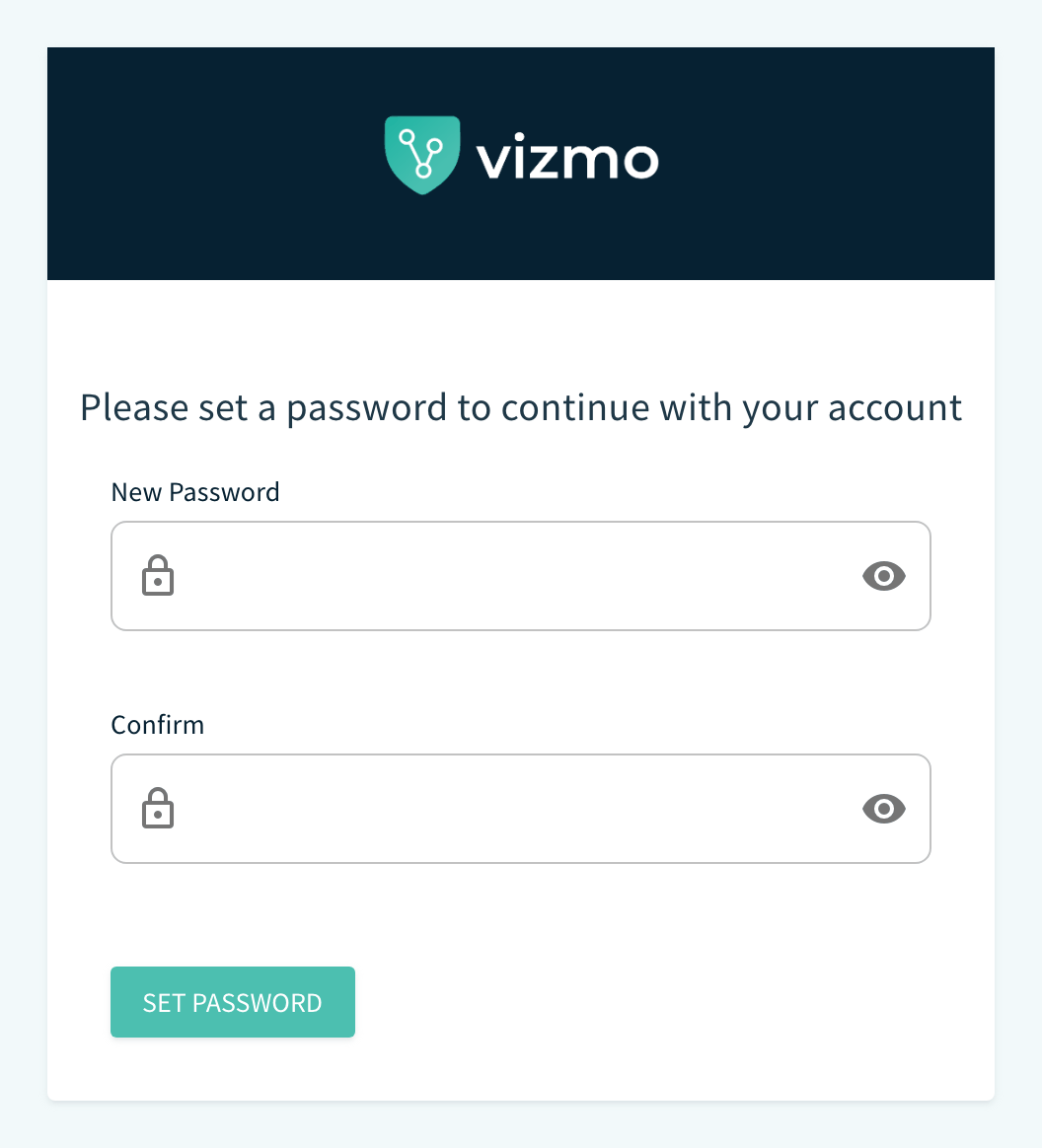 Account setup page asking the employee to set a password