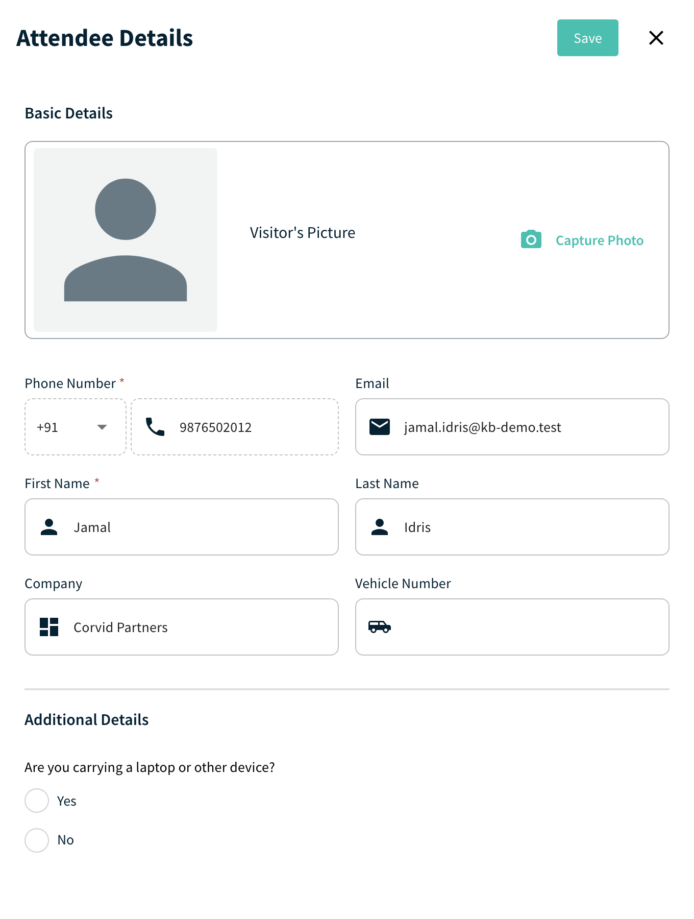 Edit Visitor dialog with Edit Other Details