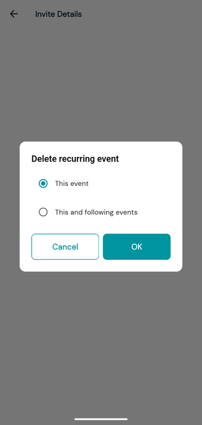Delete recurring event box with This event and This and following events