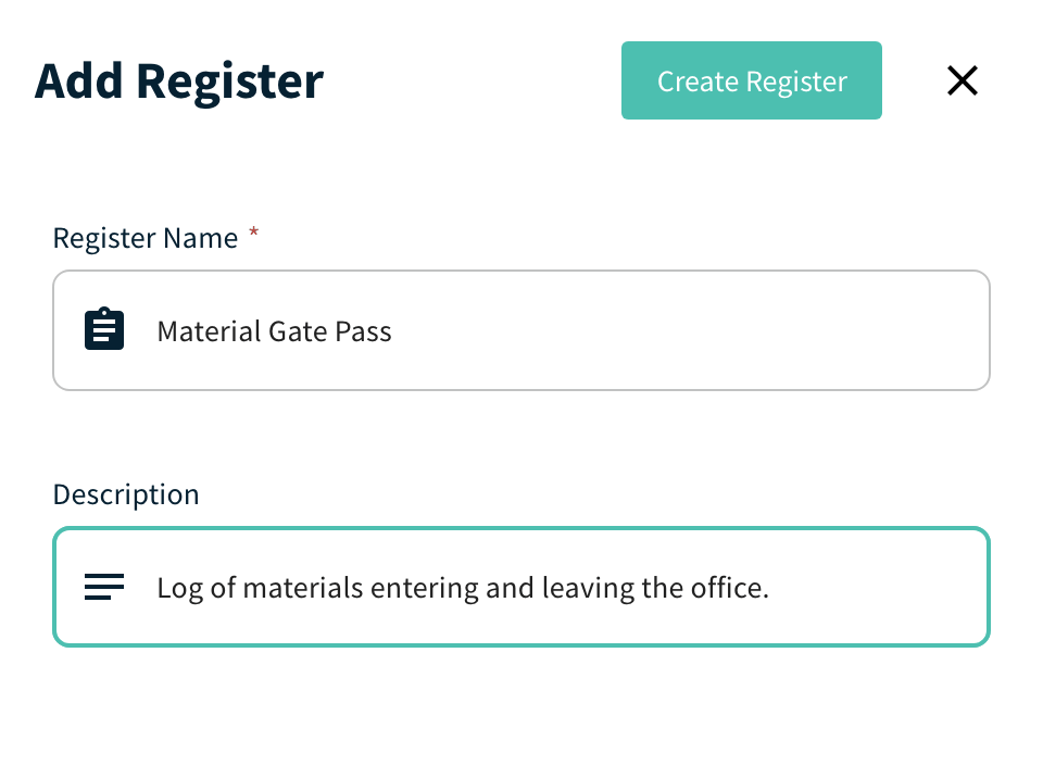 Add Register drawer