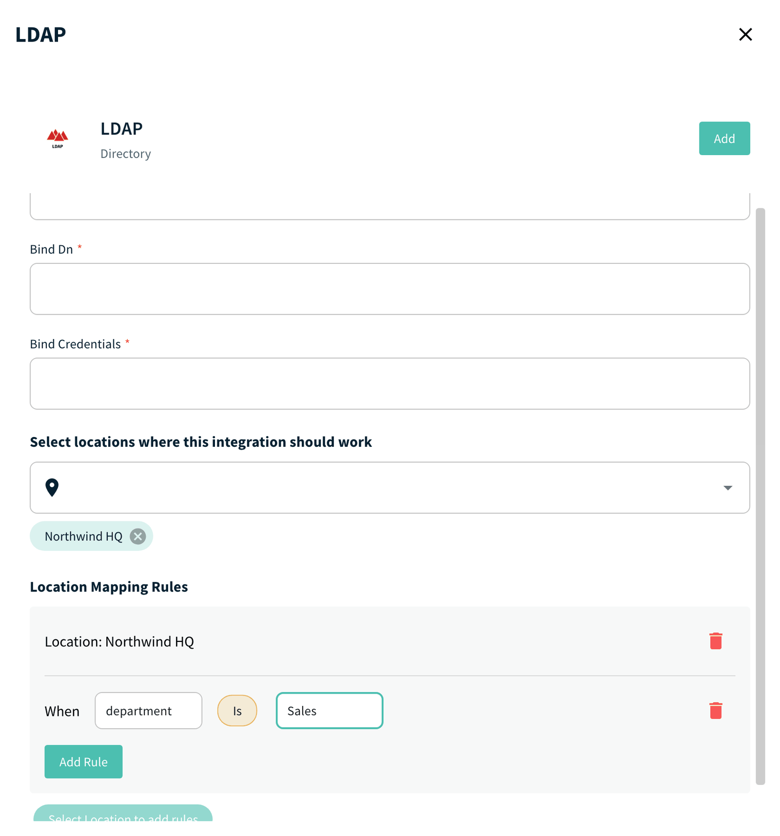 Location Mapping Rules block with an example rule