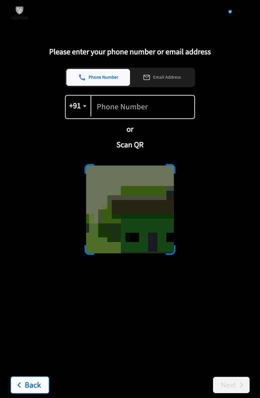 Have an Invite screen with QR scan area and phone or email entry